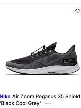 Nike Men’s Air Zoom Pegasus 35 Shield Black & Gray Athletic Running Shoes
